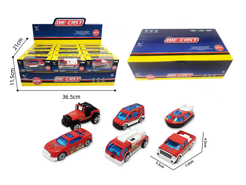 1:64 Slide Alloy Fire Truck 24PCS