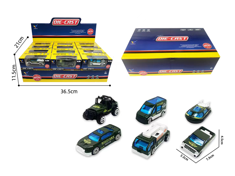 1:64 Slide Alloy Military Vehicle 24PCS