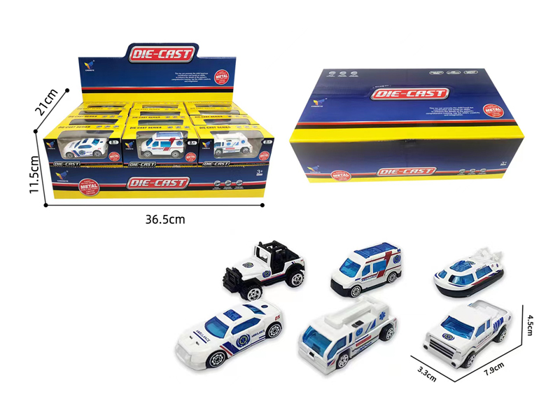 1:64 Slide Alloy Ambulance 24PCS
