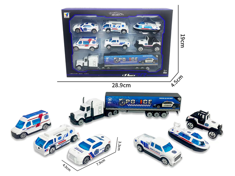 1:64 Slide Alloy Police Car Set
