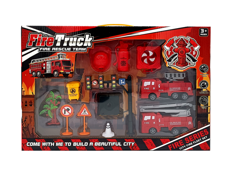 Pull Back Fire Truck Set
