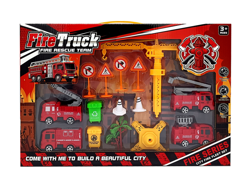 Pull Back Fire Truck Set