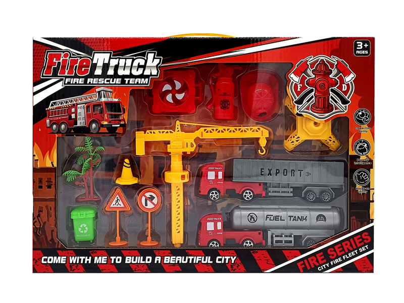 Pull Back Fire Truck Set
