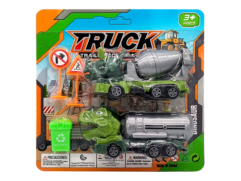 Pull Back Engineering Dinosaur Vehicle Set