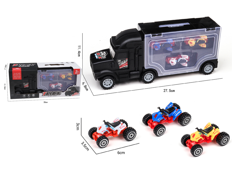 Slide Container Truck+3 PCS Beach Motorcycle