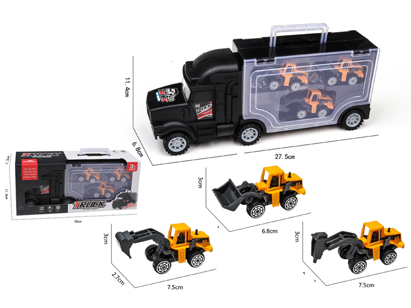Slide Container Truck+3 PCS AB Engineering Vehicle
