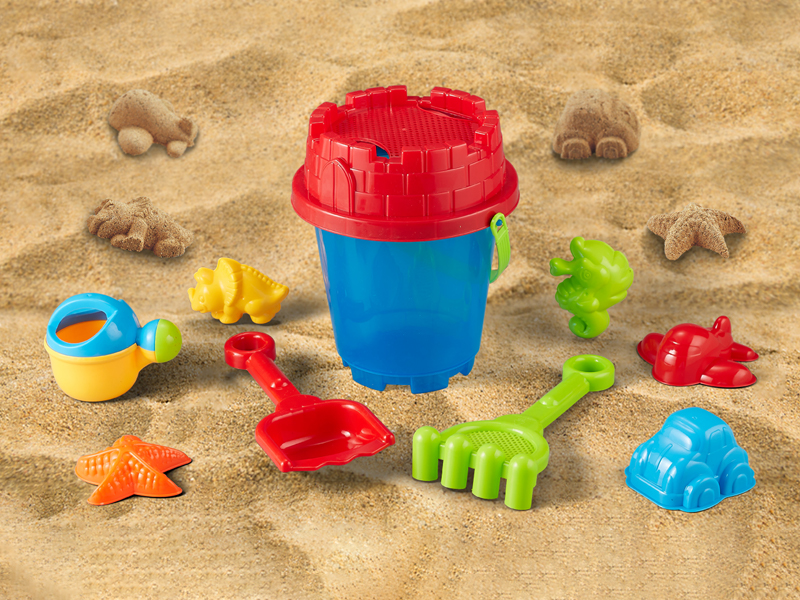 大Round Bucket Beach Toy Set 10PCS