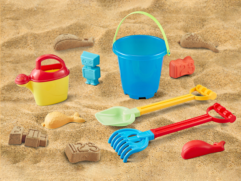大Round Bucket Beach Toy Set 8PCS