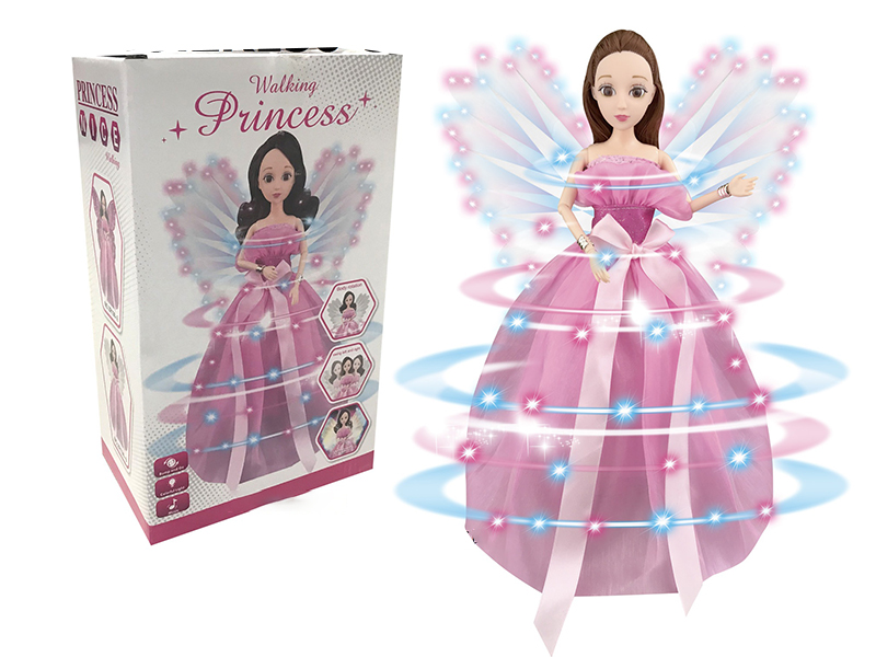 B/O Princess Doll With Lights And Music,Colorful Fiber Optic White Wings