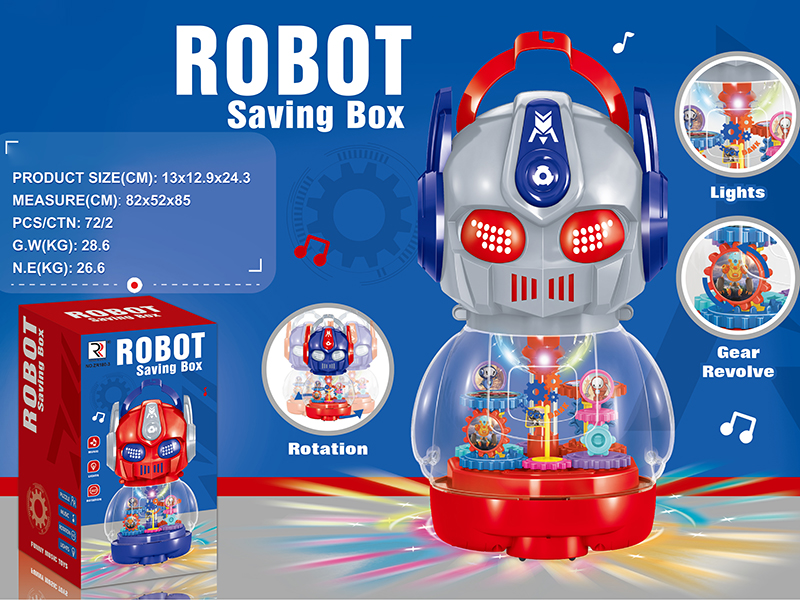 Robot Saving Box(Gear Revolve,Lights And Music)
