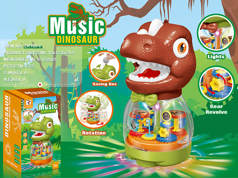 Dinosaur Saving Box(Gear Revolve,Lights And Music)