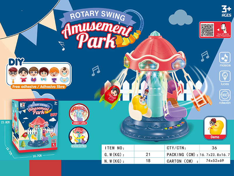 Amusement Park Rotary Swing With Lights And Music