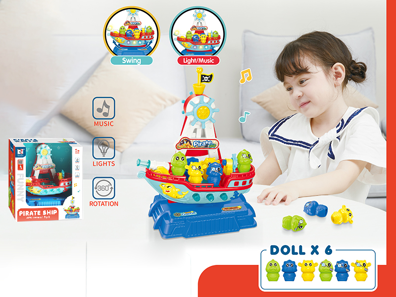 Amusement Park Swing Pirate Ship With Lights And Music