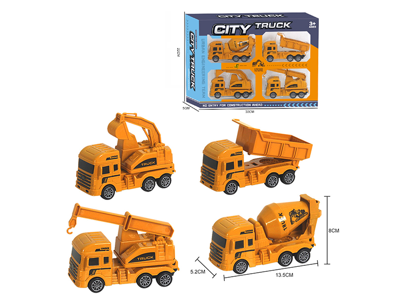Pull Back City Engineering Trucks Set