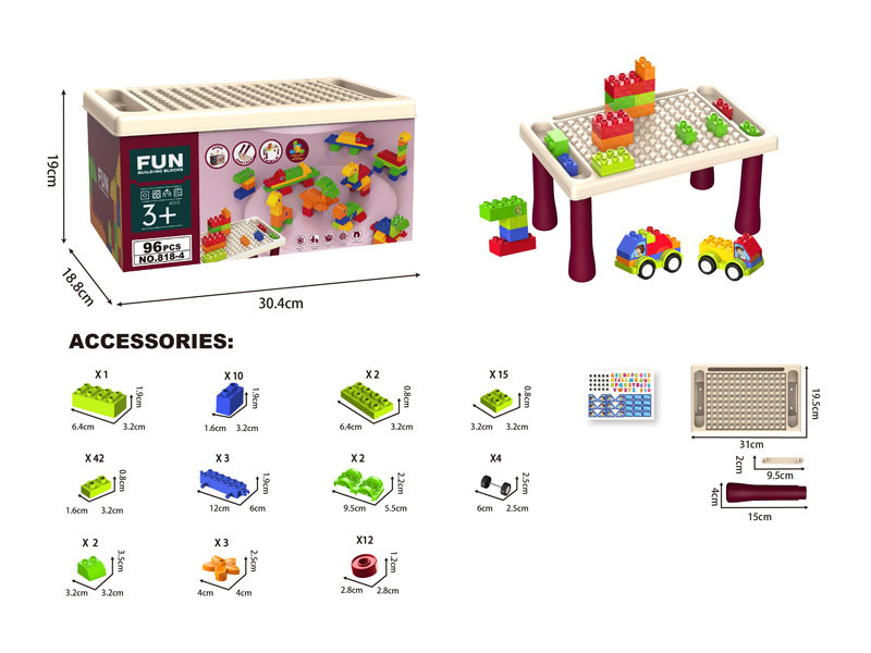 DIY Building Block Table 96PCS