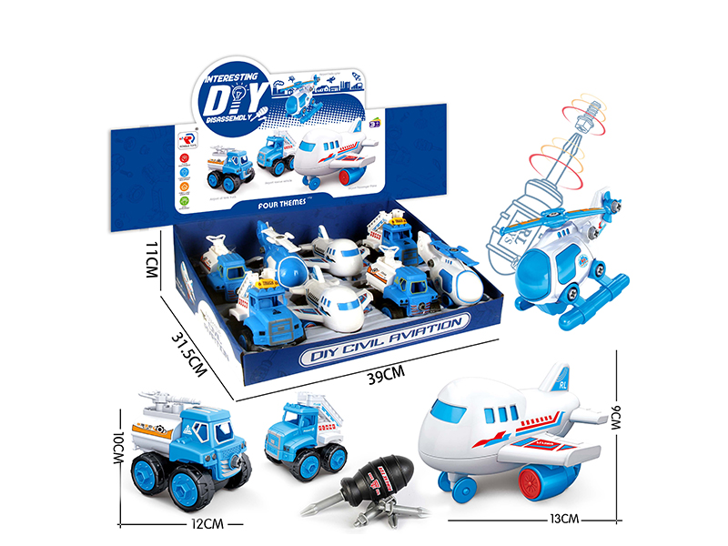 DIY Assembly Aviation Plane And Vehicles 8PCS