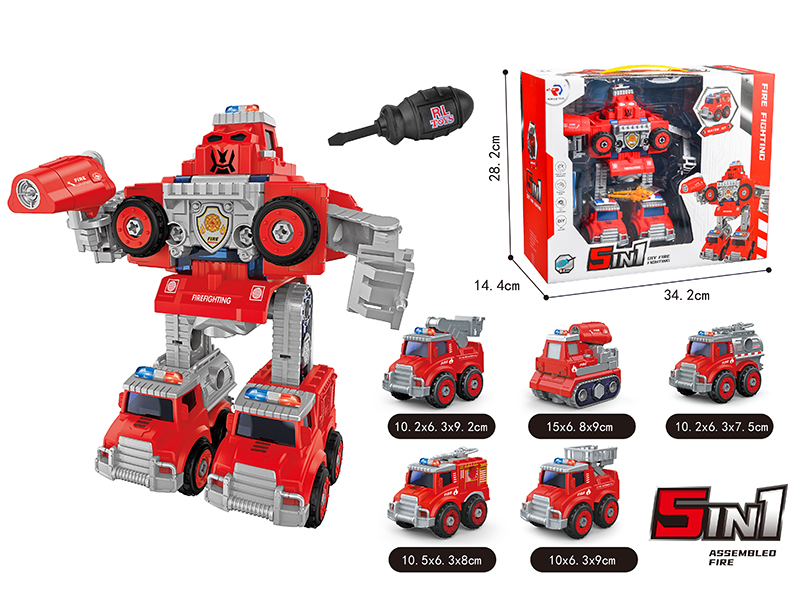 DIY Assembly Fire Engine 5 In 1
