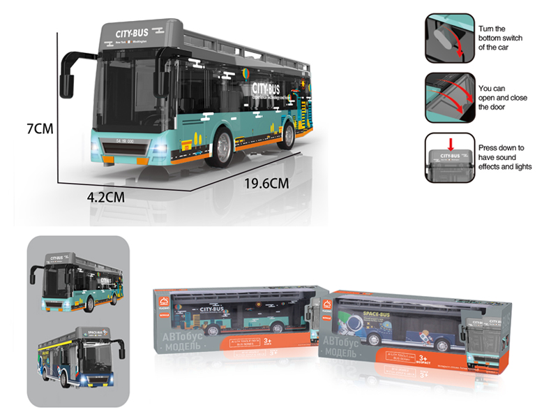 Pull Back Alloy Bus With Light And Music