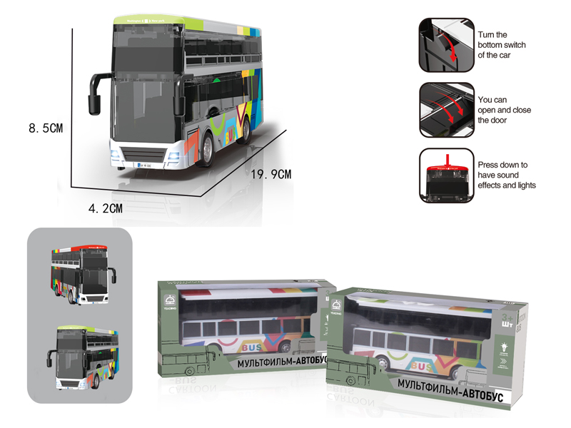 Pull Back Alloy Bus With Light And Music