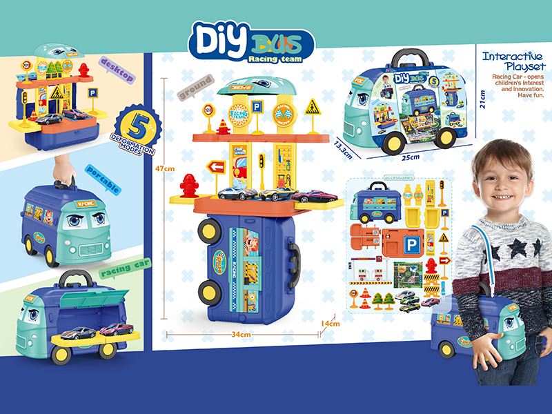 5 In 1 DIY Bus Racing Team(Slide Cars)