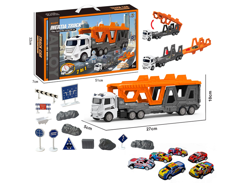 Transformable Alloy Urban Vehicle Ejection Track Set