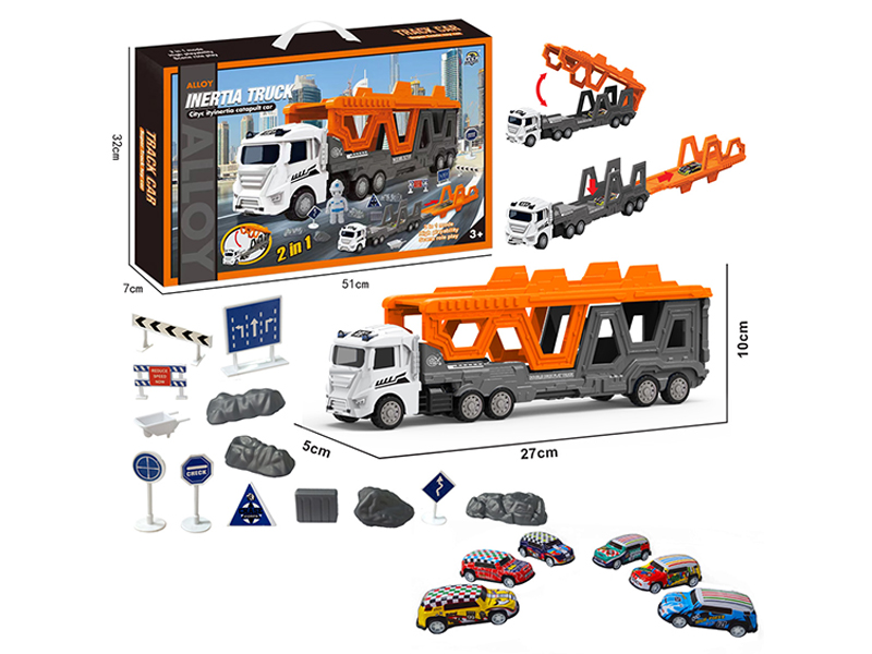 Transformable Alloy Urban Vehicle Ejection Track Set