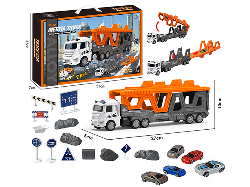 Transformable Alloy Urban Vehicle Ejection Track Set