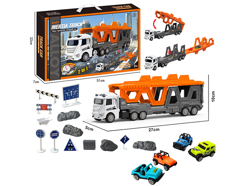 Transformable Alloy Urban Vehicle Ejection Track Set