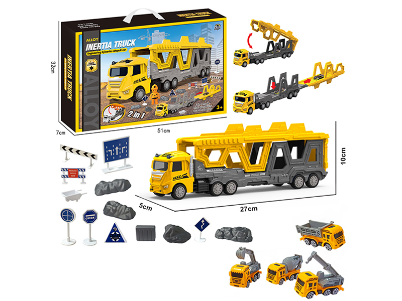 Transformable Alloy Engineering Vehicle Ejection Track Set