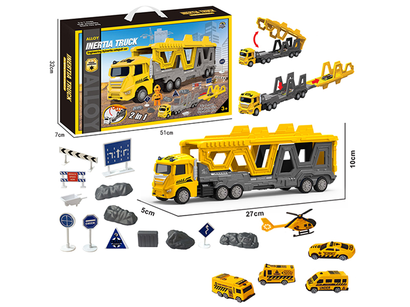 Transformable Alloy Engineering Vehicle Ejection Track Set
