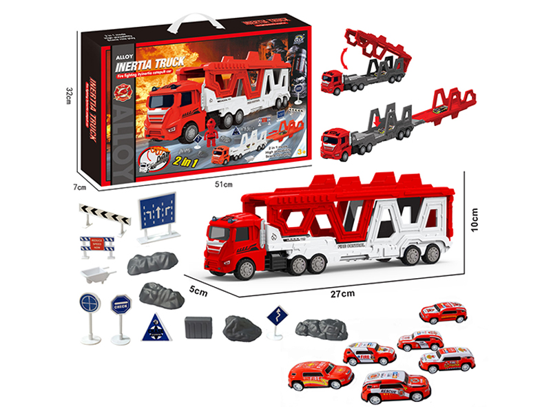 Transformable Alloy Fire Truck Ejection Track Set