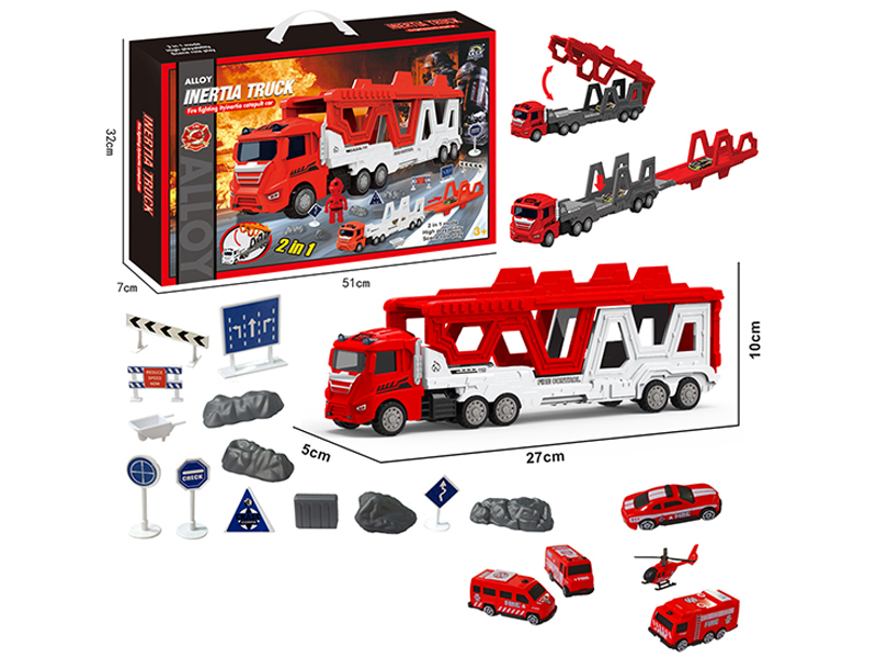 Transformable Alloy Fire Truck Ejection Track Set