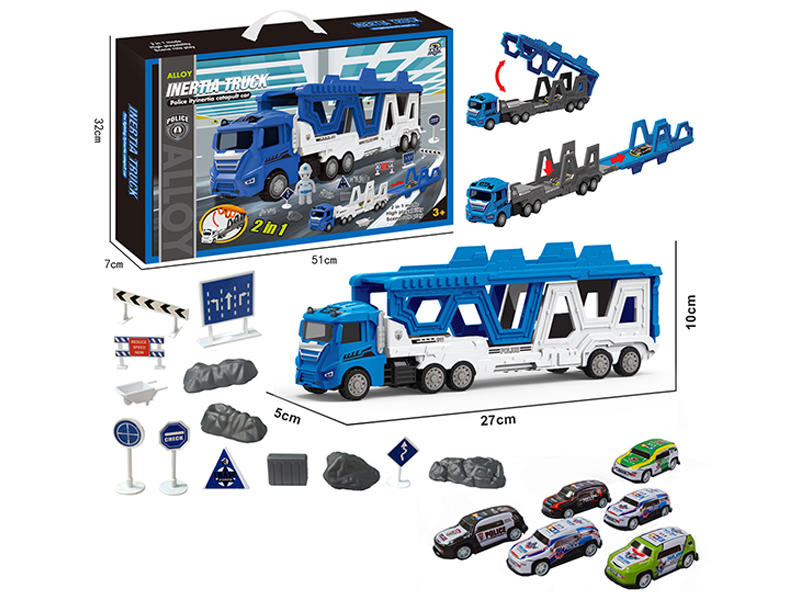 Transformable Alloy Police Car Ejection Track Set