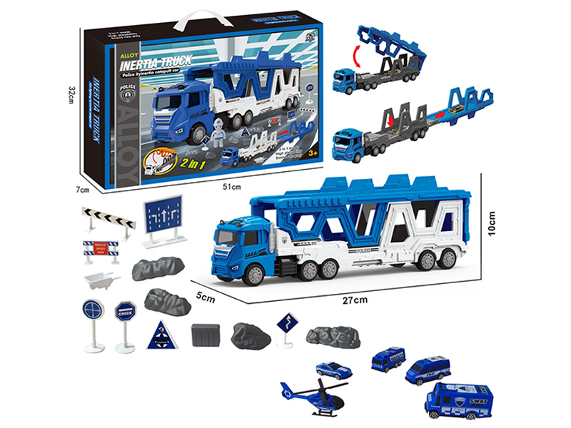 Transformable Alloy Police Car Ejection Track Set