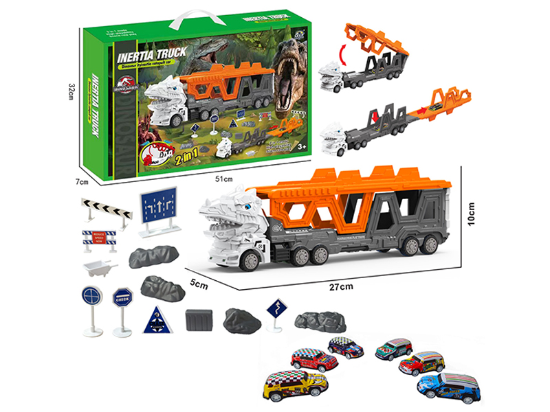 Transformable Tyrannosaurus Rex City Vehicle Ejection Track Set