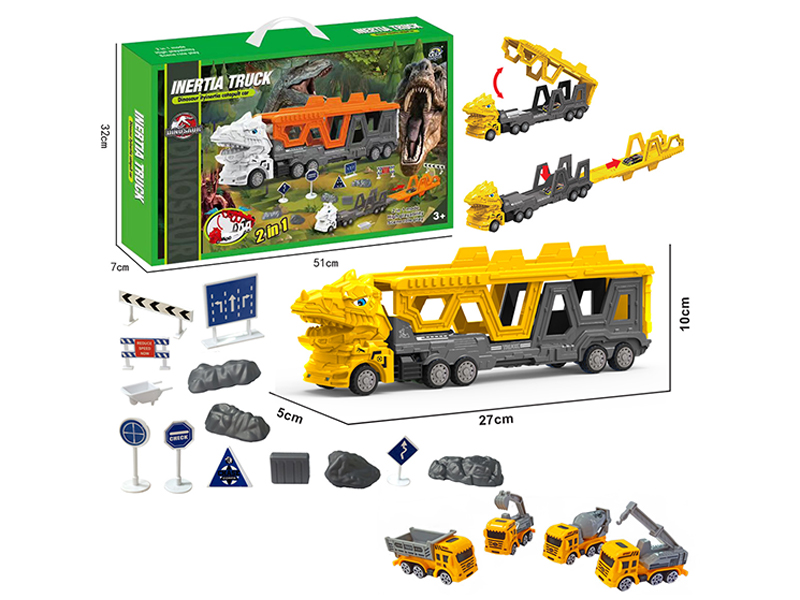 Transformable Tyrannosaurus Rex Engineering Vehicle Ejection Track Set