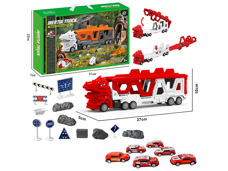 Transformable Tyrannosaurus Rex Fire Vehicle Ejection Track Set