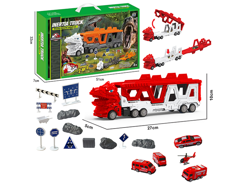 Transformable Tyrannosaurus Rex Fire Vehicle Ejection Track Set