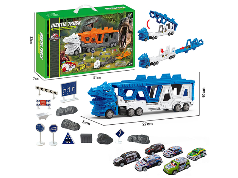 Transformable Tyrannosaurus Rex Police Vehicle Ejection Track Set