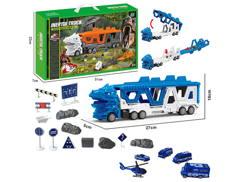 Transformable Tyrannosaurus Rex Police Vehicle Ejection Track Set
