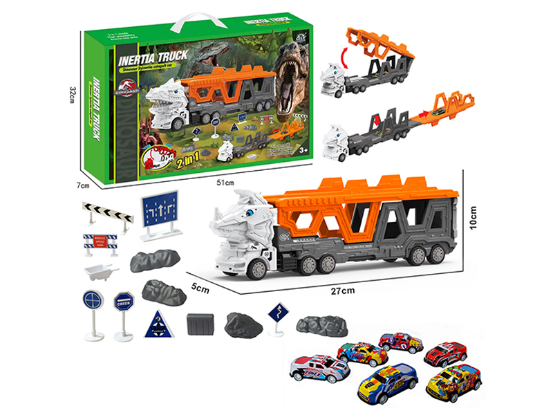 Transformable Triceratops Urban Vehicle Ejection Track Set