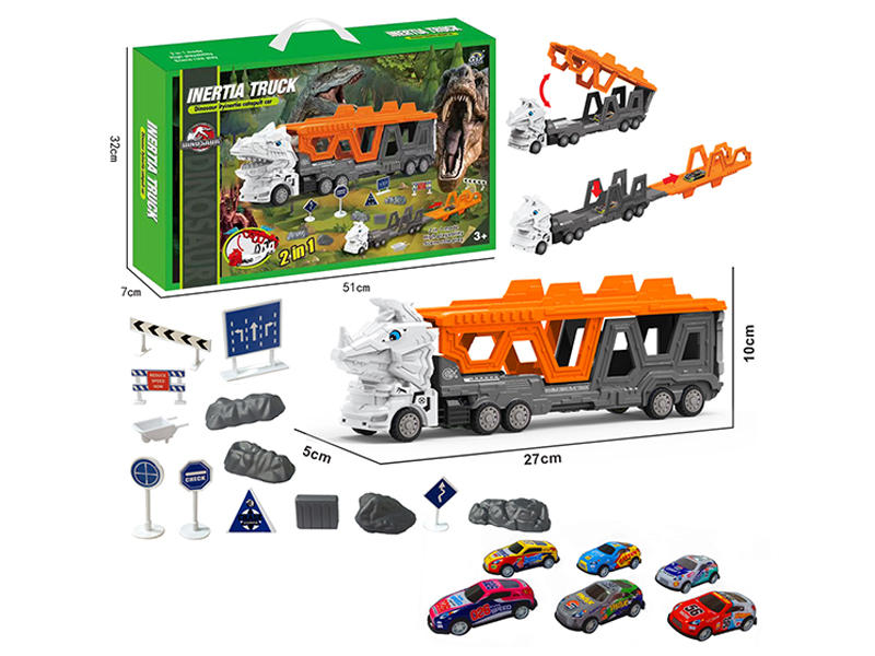 Transformable Triceratops Urban Vehicle Ejection Track Set