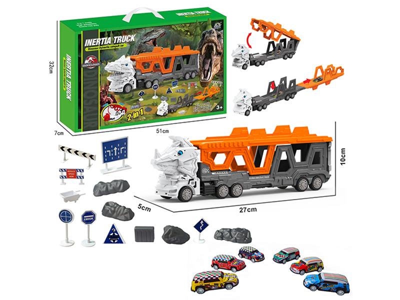 Transformable Triceratops Urban Vehicle Ejection Track Set
