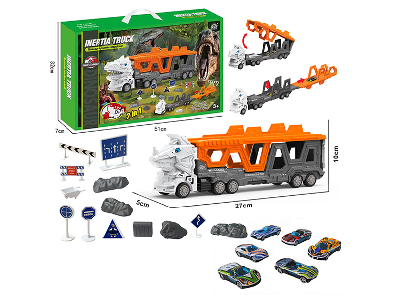 Transformable Triceratops Urban Vehicle Ejection Track Set
