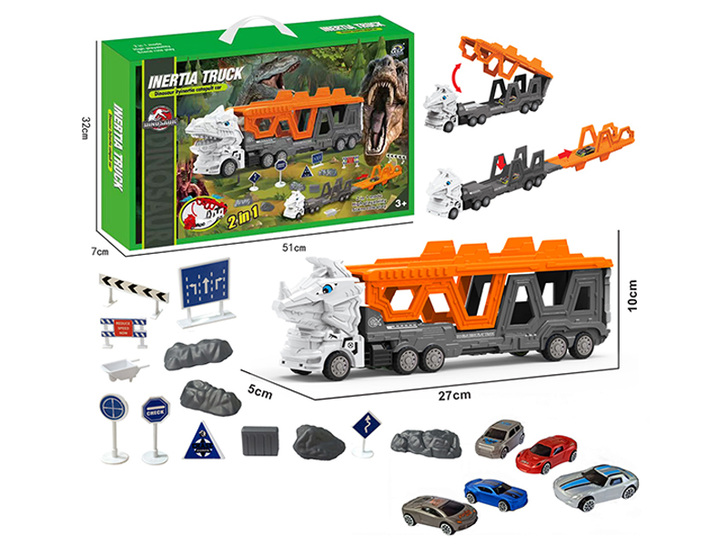 Transformable Triceratops Urban Vehicle Ejection Track Set