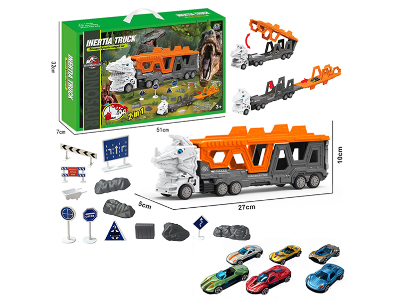 Transformable Triceratops Urban Vehicle Ejection Track Set