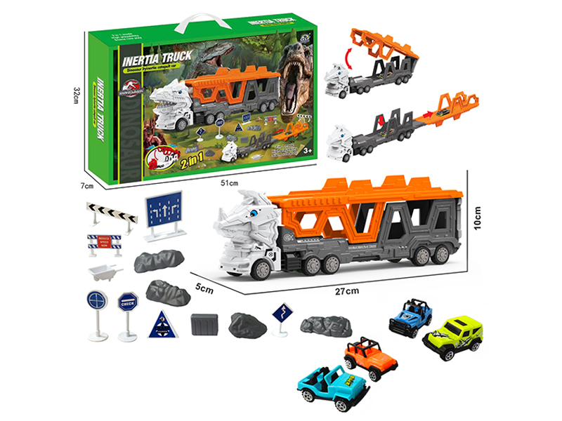 Transformable Triceratops Urban Vehicle Ejection Track Set