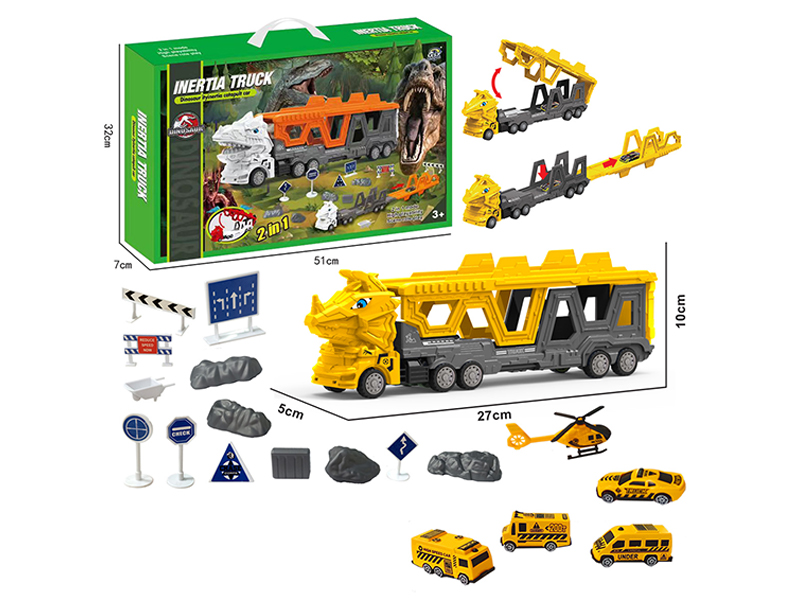 Transformable Triceratops Engineering Vehicle Ejection Track Set