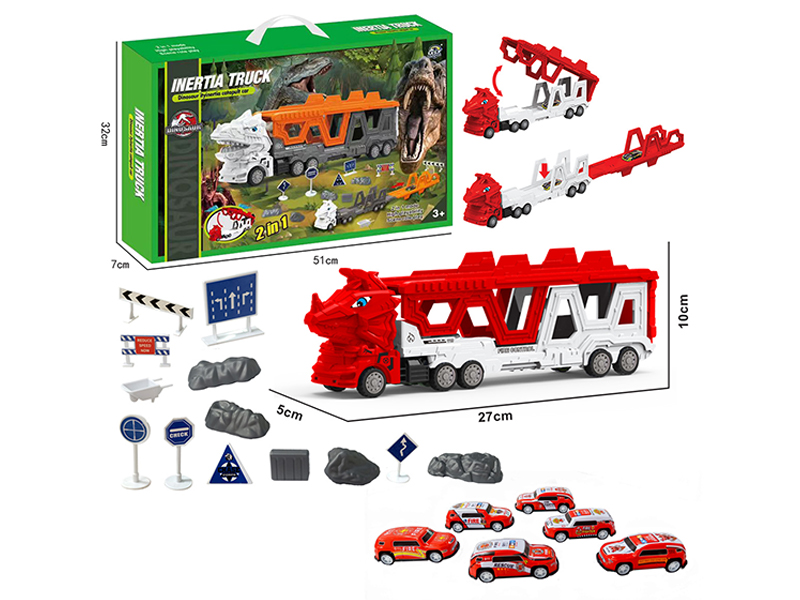 Transformable Triceratops Fire Engine Ejection Track Set