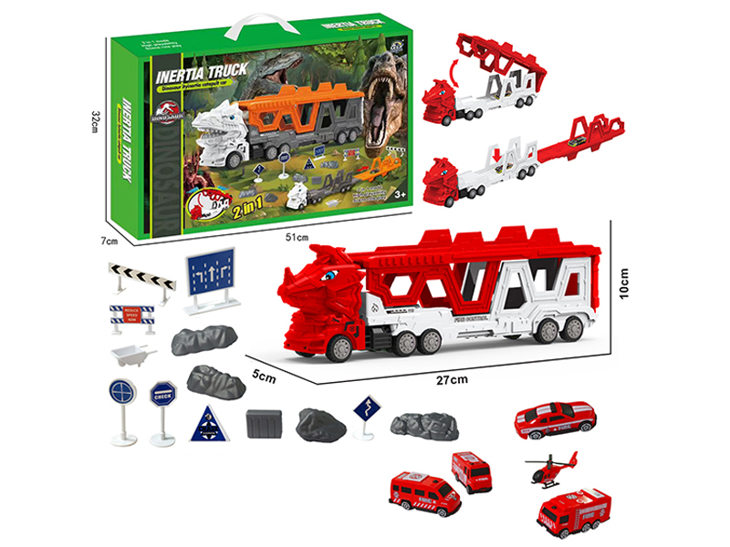 Transformable Triceratops Fire Engine Ejection Track Set